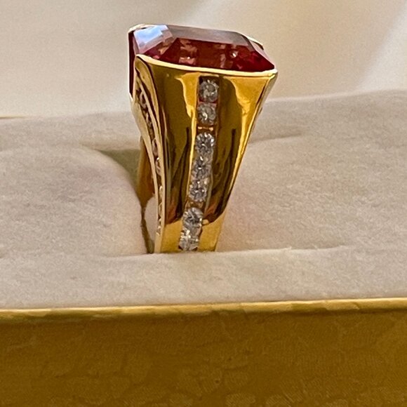 Sunset Padparadscha Sapphire Baguette 7.10ct Size 6 - Picture 2 of 11